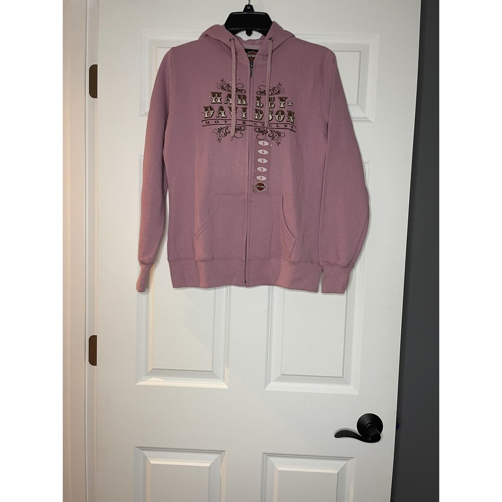 Harley Davidson wieblers davenport full zip up hoodie small mauve NWT